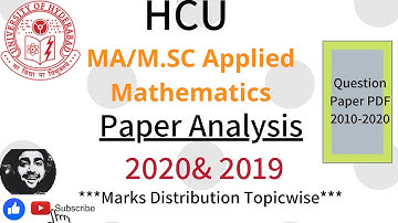 HCU MSC MATH ENTRANCE PAPER ANALYSIS 2020 2019 | Marks Distributions| HCU Question Paper Pdf