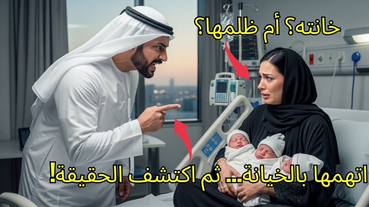 اتهمها بالخيانة لأن التوائم لا يشبهونه… وبعد 5 سنوات عادوا أمام قصره بزي رسمي والصدمة كانت لا تُصدق!