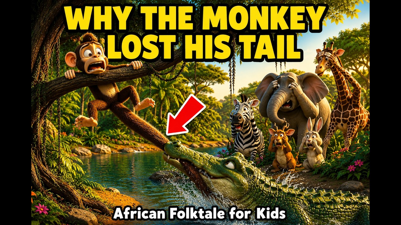 Why The Monkey Lost His Tail 🐒 African Folktale for Kids | Kiddy Fun World
