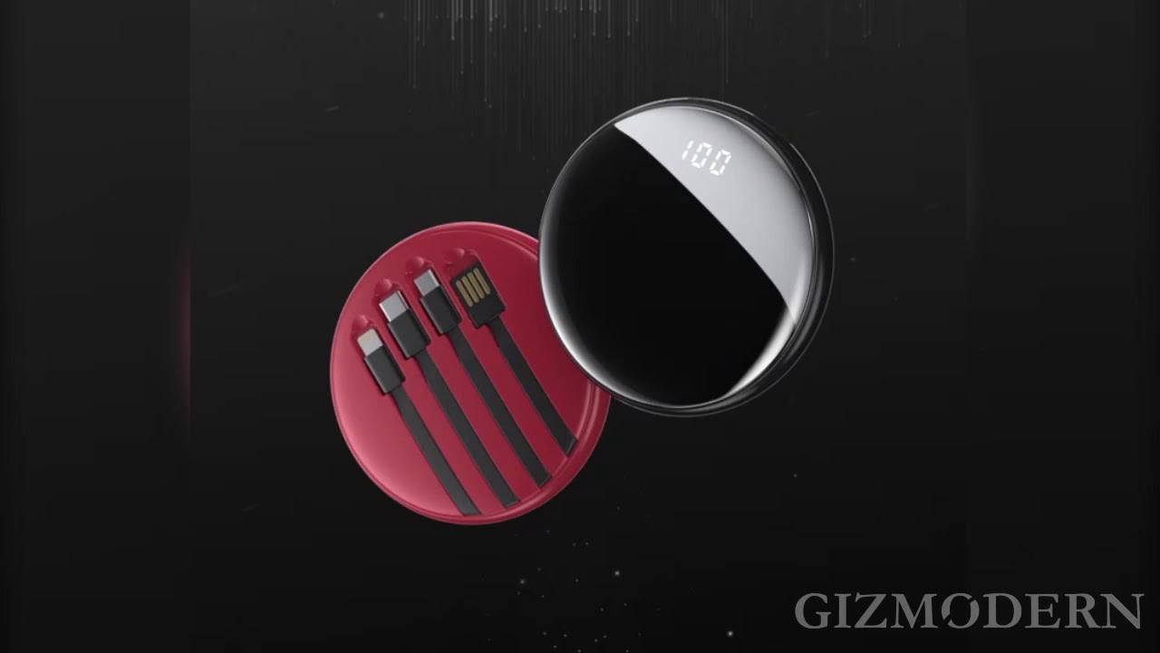 20000mAh Ultrathin Portable Power Bank, with LED Battery Display and Built-in Charging Cables