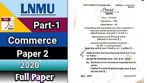Lnmu bcom part 1 account honours paper 2 2020