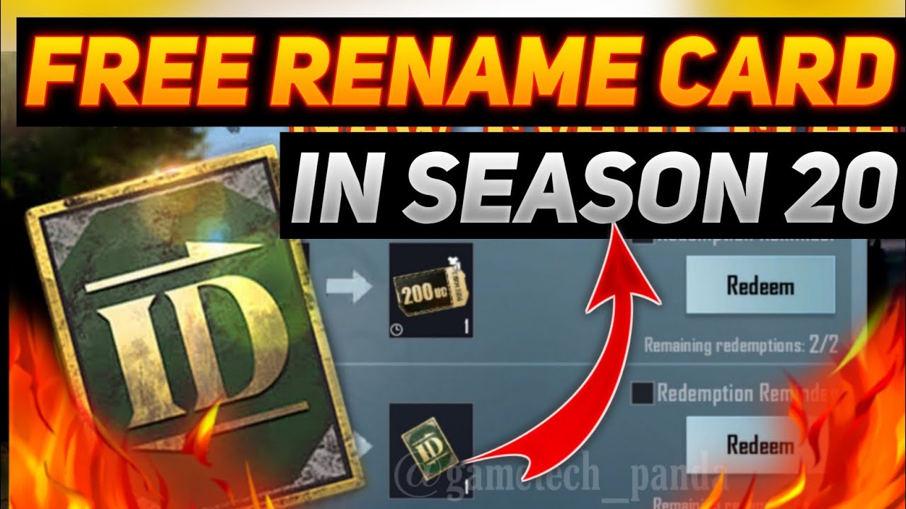 Pubg Rename Card HOW TO GET RENAME CARD IN PUBG MOBILE 🔥 GET FREE NAME CARD IN BGMI 🔥 ...