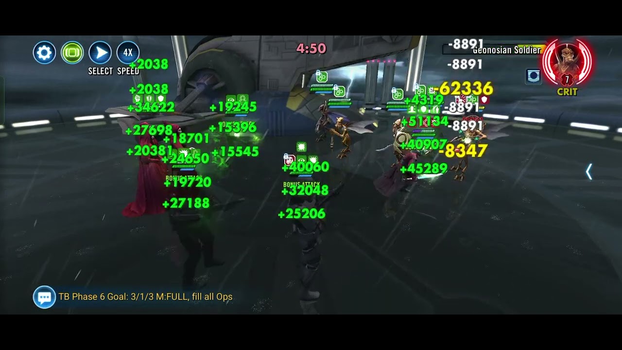 SWGOH conquest. Booming voice vs S4 farming node