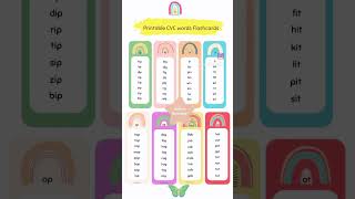 Full Printable Word Families Flashcards|Kids Bookmarks|English Learning |Homeschooling |CVC words Update