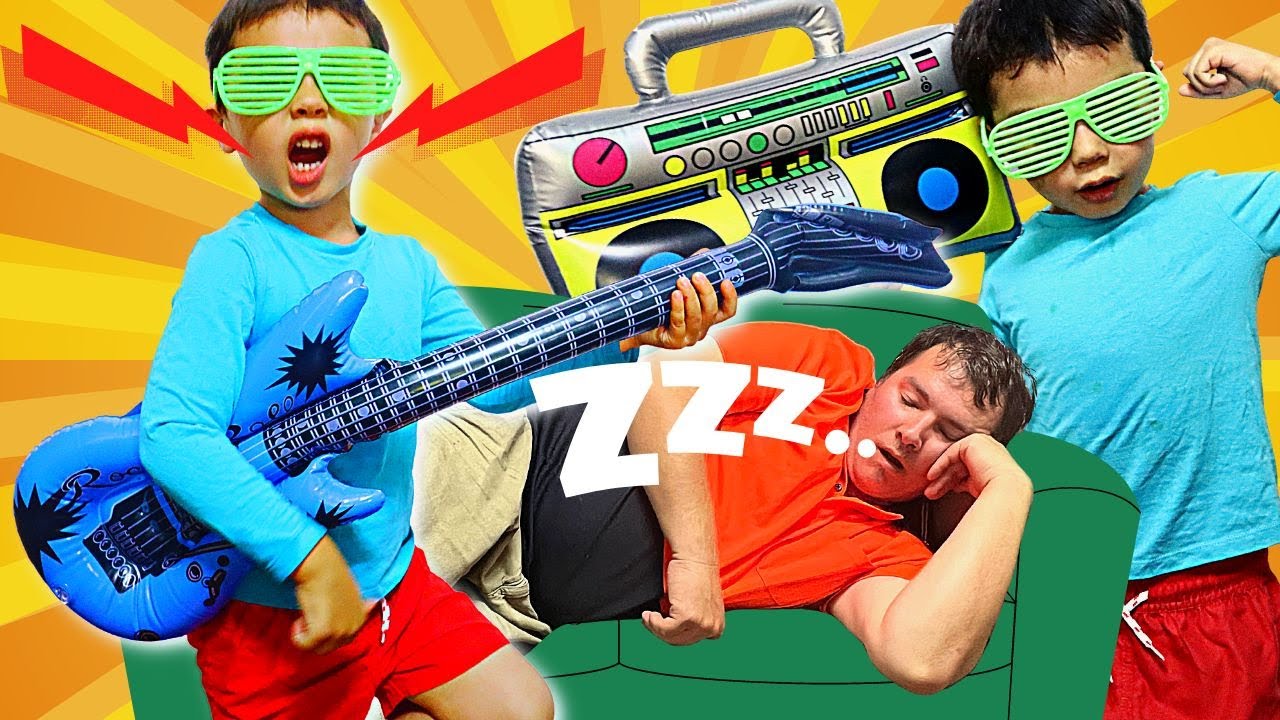 Aston Plays Trying To Wake Daddy Up | Stories For Kids | Kid Plays Toys Youtube | Kid Sing Songs