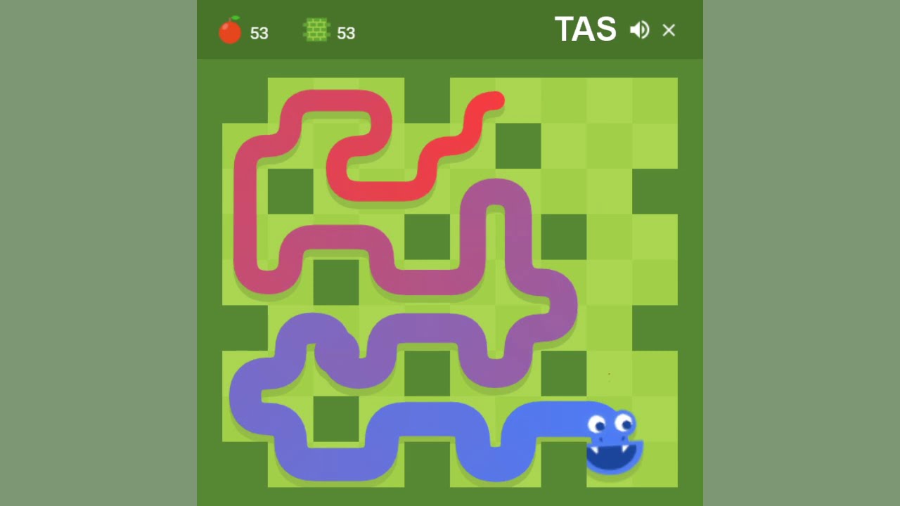 Bot Plays Google Snake!  Large map with Walls 