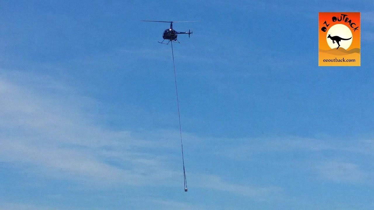 Helicopter fuel drop practice Fitzroy Crossing, outback Western
