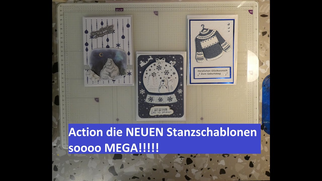 ACTION Weihnachststanzen damit 3 Karten gemacht!!!!!!!!