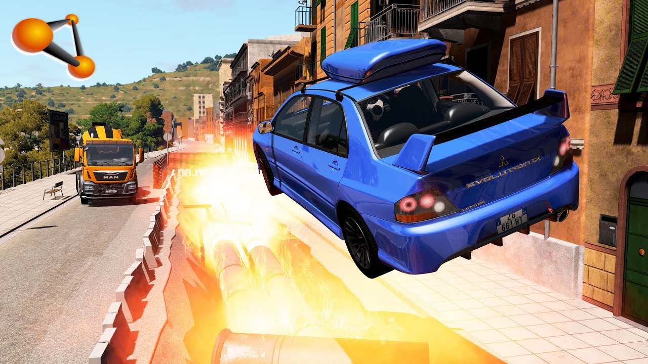 BeamNG.drive - Vehicles Jump Over The Fire Pit