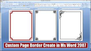 How to Make Printable Custom Page Border Create in Ms Word 2007 Hindi Tutorial !