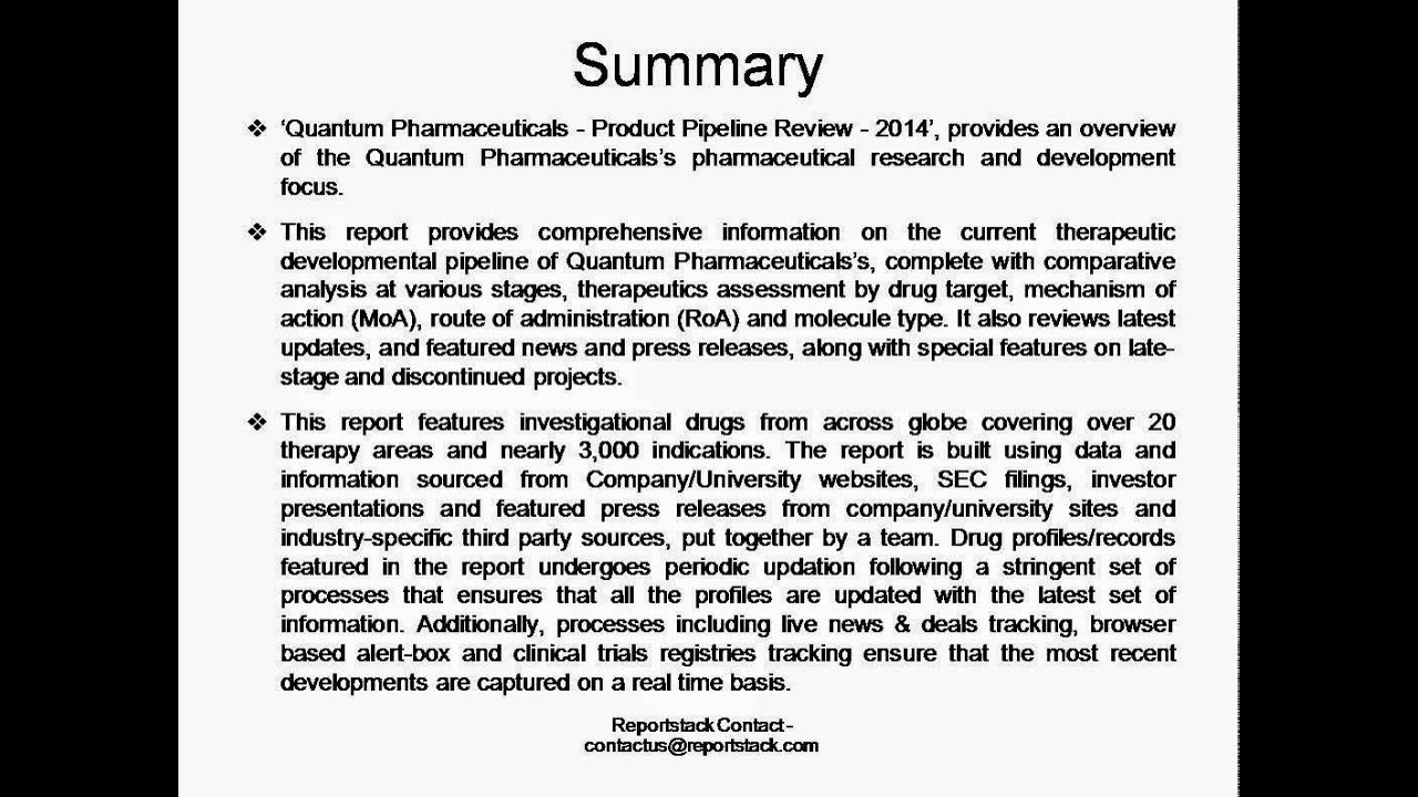 Quantum Pharmaceuticals - Product Pipeline Review - 2014