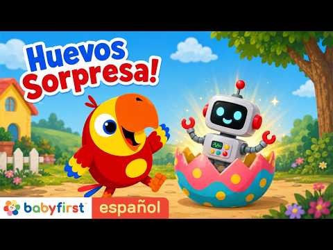 Aprende Vocabulario con Larry el Loro | Animales, Vehículos y Más | Huevos sorpresa | BabyFirst TV