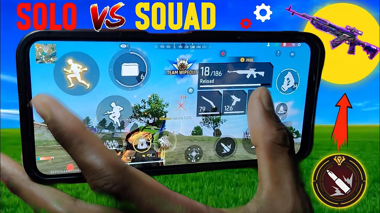 SOLO VS SQUAD 💪 HAND GAME PLAY ⏯️ POCO X5 📱 BR RANKD 🥰 @ONEHANDGAMING-ff 