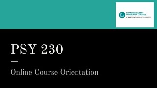 PSY 230 Course Orientation
