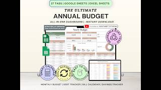 Annual Budget Dashboard Google Sheet and Excel Spreadsheets Complete Video Tutorial
