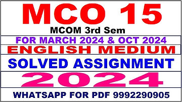 mco 15 solved assignment 2024 | mco 15 solved assignment in english 2023-24 | mcom 3rd Sem