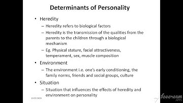 OB- Organizational Behaviour- SE CSE-IT-Determinants of Personality