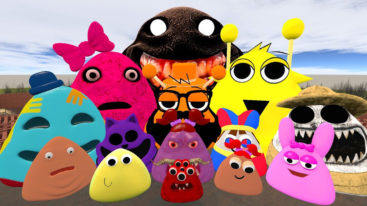 🌀SPARTAN KICKING POU BOU FAMILY FROM BOUS REVENGE Of POU and SPRUNKI POU in BIG MAZE Garrys Mod!