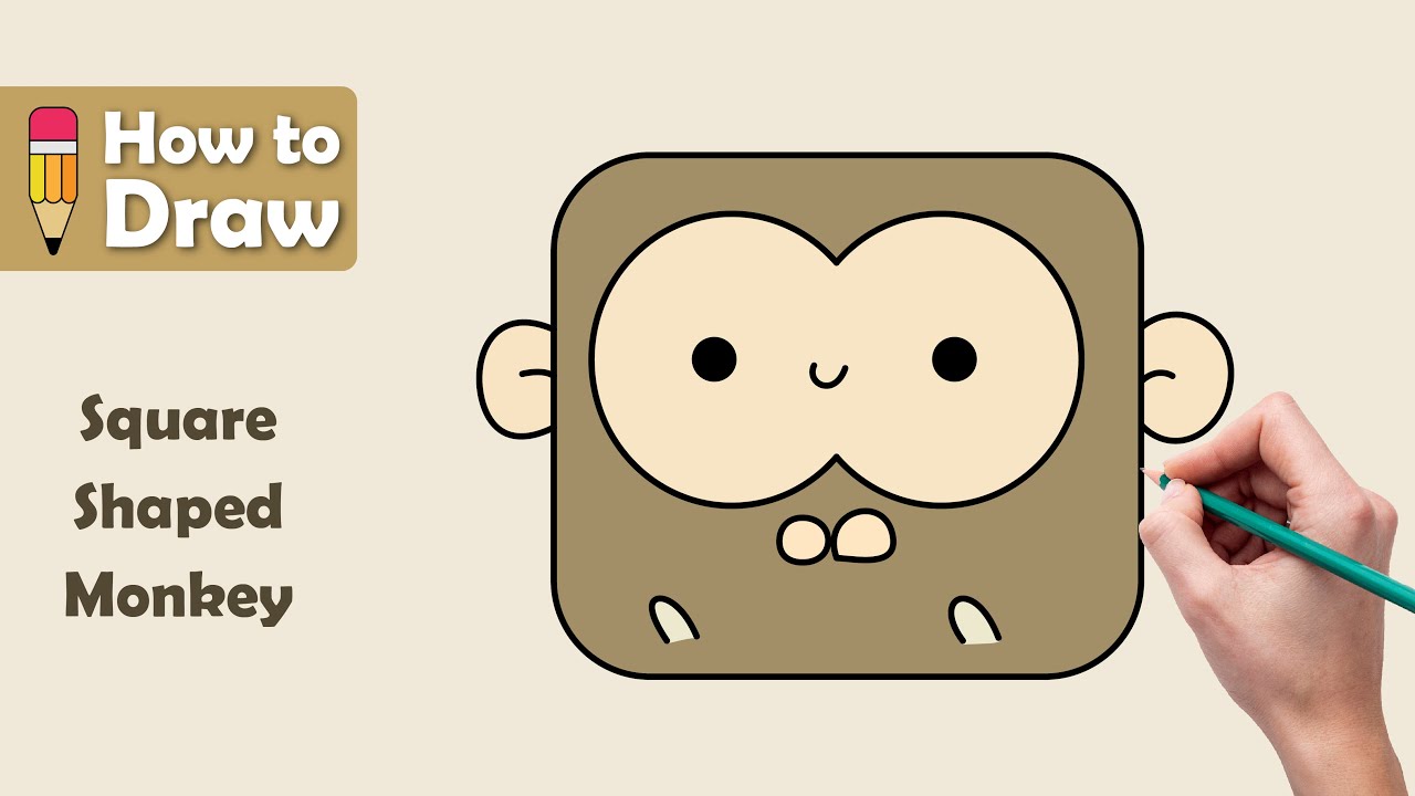[#3/18] 🐵 ️ How to Draw a Square Shaped Monkey | Easy Art Tutorial # ...