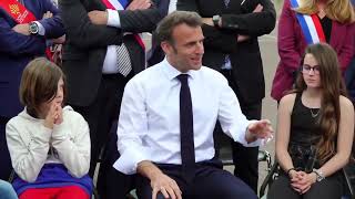 France President Emmanuel Macron With Teachers, Parents, and Students in Ganges in the Hérault.