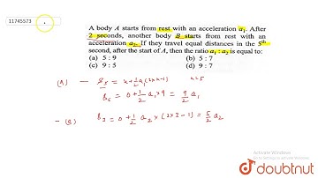A body `A` starts from rest with an acceleration `a_1`. After `2` seconds, another body `B` starts