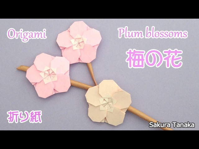花の折り紙】梅の花 折り方 字幕解説あり / Origami Plum blossoms
