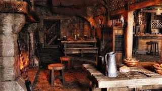Cozy Medieval Tavern Ambience ASMR 🍺 Tavern Music, Crackling Fire, Sounds Of Coal, Chatter + More