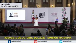 🔴 #EnVivo |  Conferencia Mañanera de la Presidenta Claudia Sheinbaum | Jueves 15 de Octubre 2026