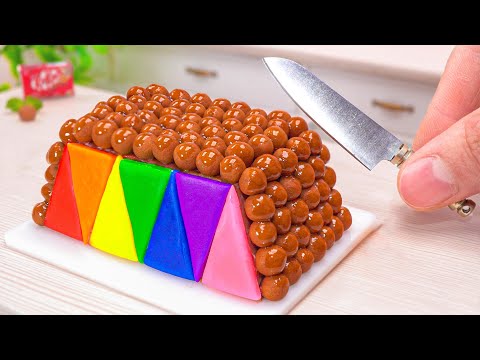 Trapezium Chocolate Cake 🍫🌈 Satisfying Miniature Chocolate Rainbow Cake Decorating | Mini Juicy
