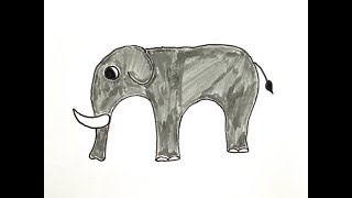 رسم فيل - سهل خطوة بخطوة -Easy elephant drawing