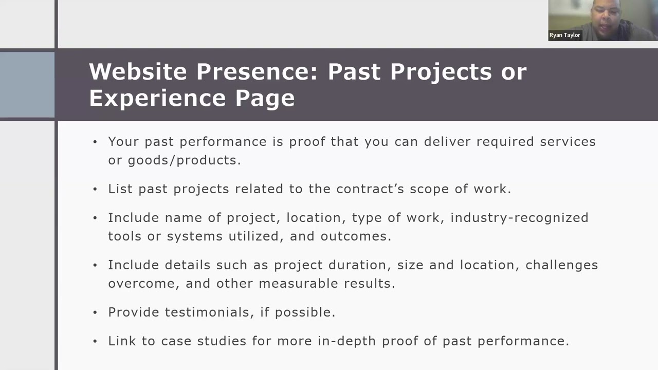 DES - Statewide Contract Holder Post Award Workshop Series - Past Projects and Experience Page