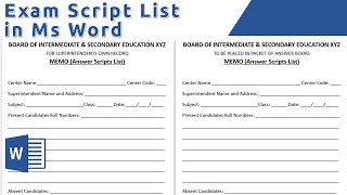 How to create Memo Answer Script List for Exam in word | How to Create the Perfect Memo Script List!
