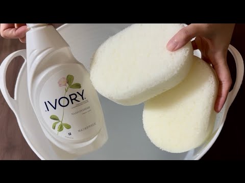 Ivory Asmr 【ASMR】IVORY dish soap × White bath sponge🤍🤍アイボリーの食器用洗剤とザクザク白ボディスポンジで ...