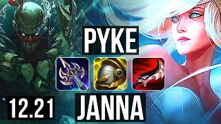 PYKE & Samira vs JANNA & Ez (SUP) | 7/0/9, 1.7M mastery, 700+ games, Godlike | EUW Master | 12.21