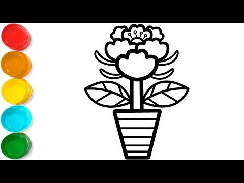 flower-in-pots-coloring-and-drawing-for-kids,-toddlers-|-kids-colors-tv