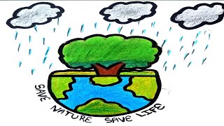 save tree poster drawing step by step#world nature conservation day drawing#save tree save earth