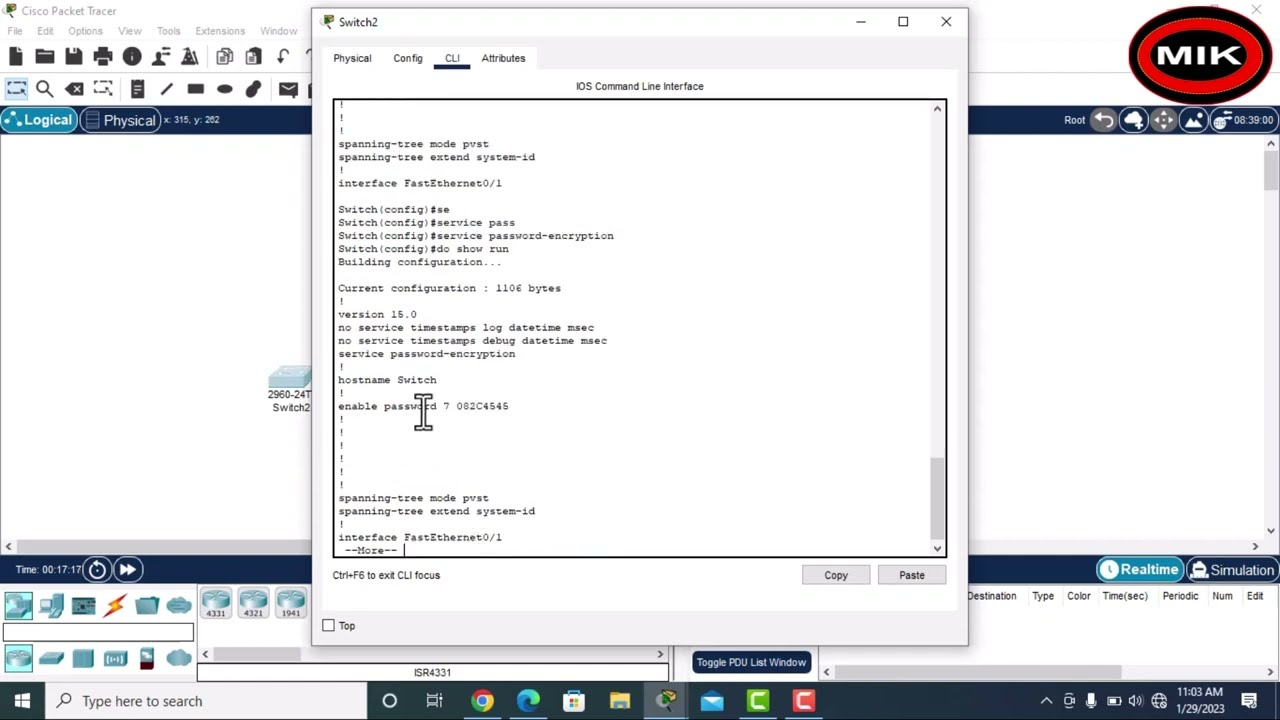 services encryption password in cisco packet tracer | text encryption password| encryption password