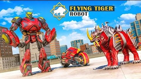 Flying Tiger Robot attack: Flying Bike Robot Game - Game Video 2021