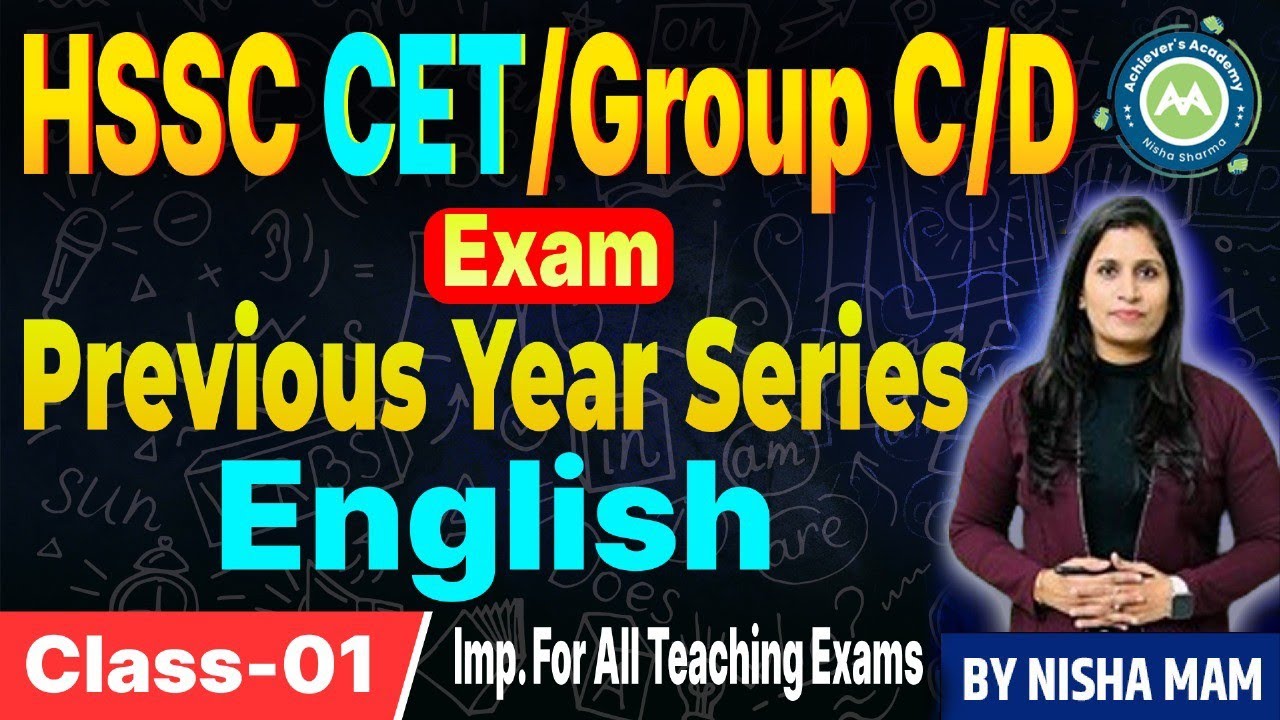 English Grammar  CET Pyq Series Class--1 also imp for Htet /Hssc group C/D / kvs By NIsha Sharma