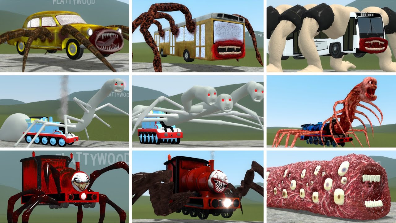 New Three-headed Thomas Train, Car Eater, Bus Eater, Train Eater turned into Cursed | Garry's Mod!