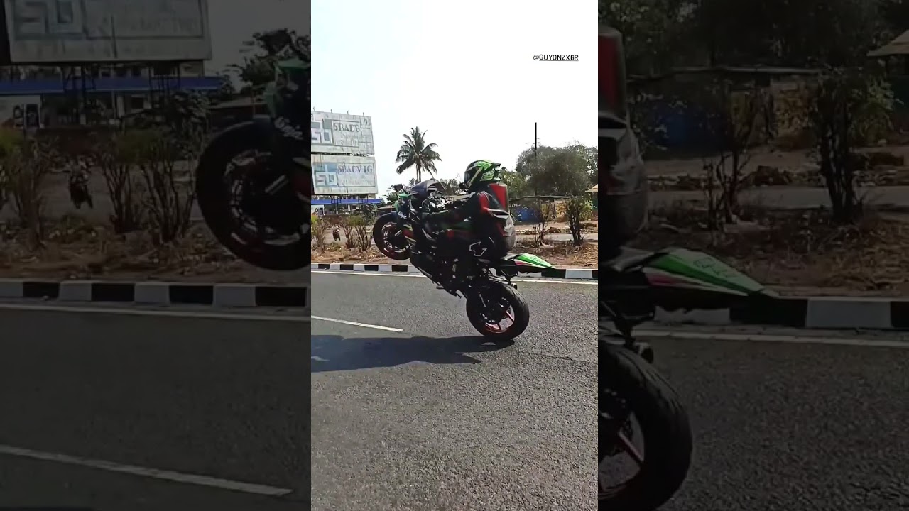 kawasaki ninja zx6r wheelie on NH 48 highway 