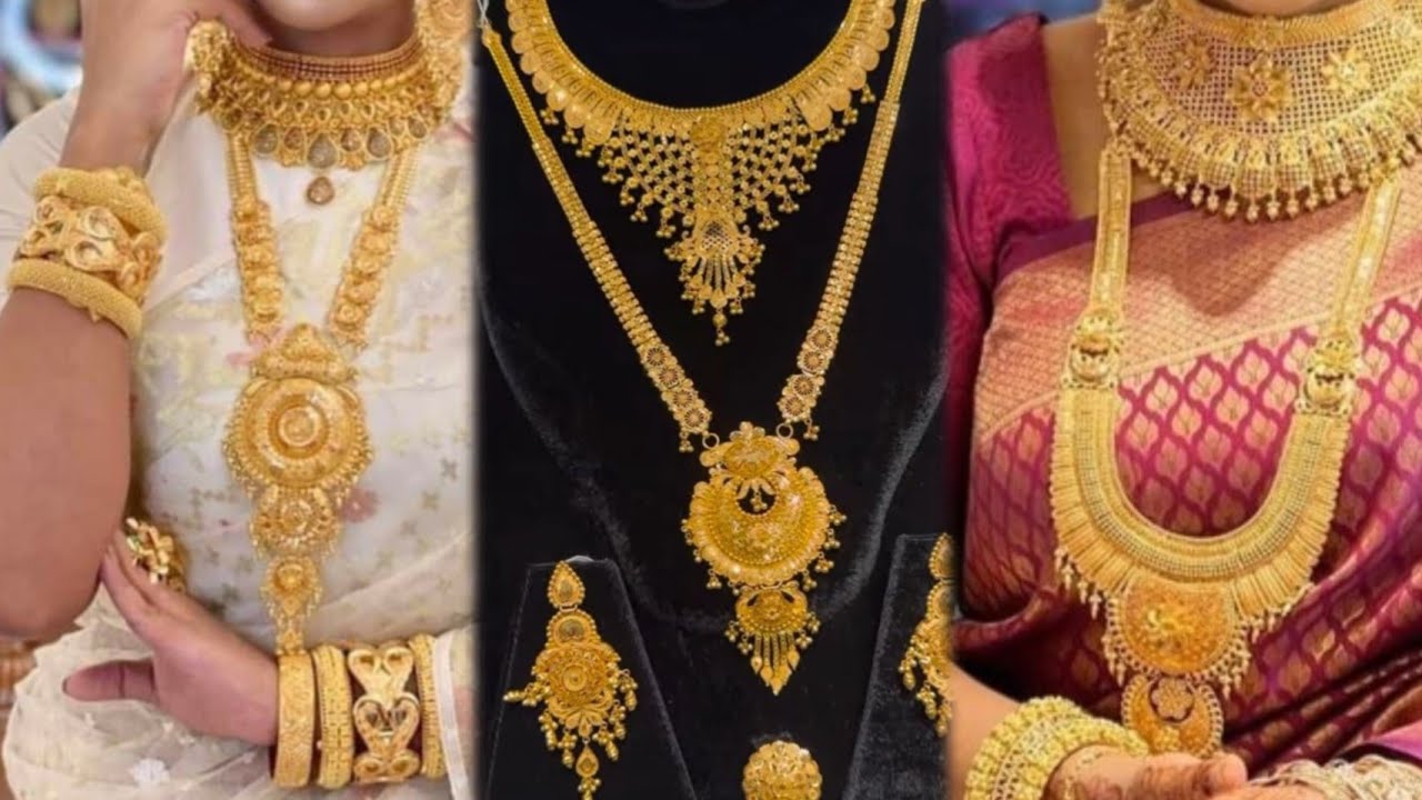 Latest Gold Rani Haar Set with weight |Bridal Gold long Necklace design |
