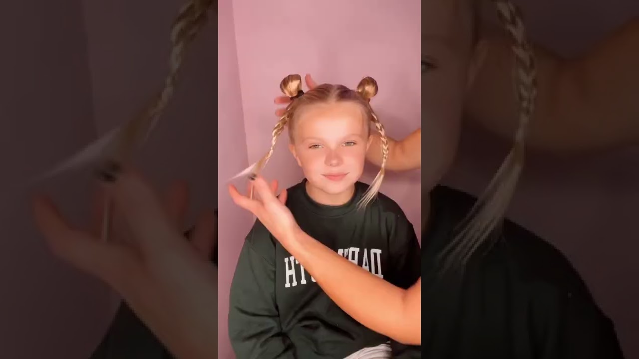 Небрежные косички-пучки для школы