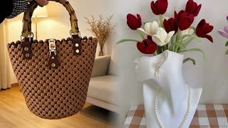 Elegant & Fashionable Handwoven Handle Basket Bag #diy#basketmaker #diybasket#bag
