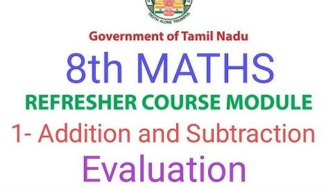 TN Class 8th Maths Refresher Course | Lesson 1 Addition and Subtraction of Integers | Evaluation