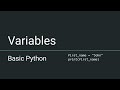 Basic Python  #1 - Variables