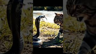 Cat Vs King Cobra In The River,