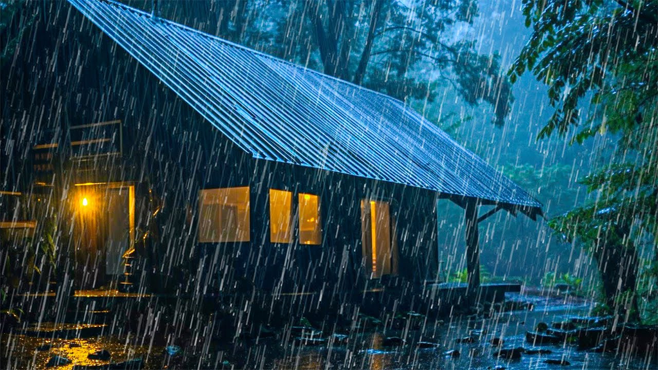 Suara Hujan untuk Tidur - Hujan Malam yang Tenang dengan Angin Sejuk untuk Tidur Dalam & Healing