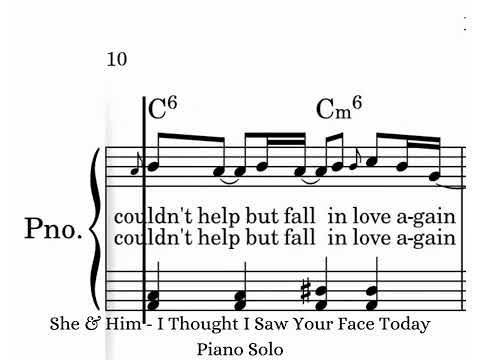 I Thought I Saw Your Face Today (Piano Solo Sheet Music Notes + Audio) - She & Him