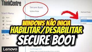 Como Ativardesativar Secure Boot Thinkcentre Lenovo Bios Setup Windows Não Inicia Resolvido